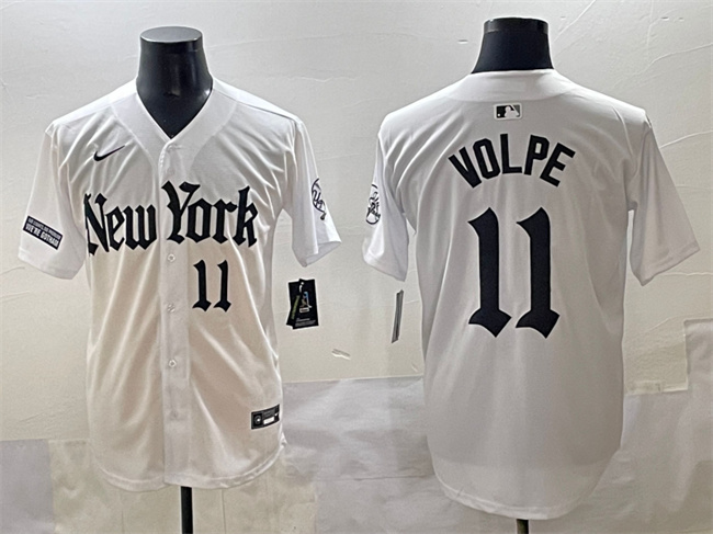 Men's New York Yankees #11 Anthony Volpe White 'Gothic Legacy Edition' Vapor Premier Limited Stitched Baseball Jersey Men's New York Yankees #11 Anthony Volpe White 'Gothic Legacy Edition' Vapor Premier Limited Stitched Baseball Jersey